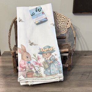 Cynthia Rowley Spring Bunnies Flowers Bees Butterfly Kitchen Towel Set of 3